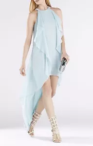 NEU BCBGMAXAZRIA KELSIA CASCADE RUFFLE NECKHOLDER DRESS IQI66D43/L287A SIZE S - Bild 1 von 3