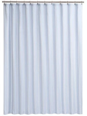 "Cortina de ducha de tela Mainstays, rayas cambray azul y blanco, 72"" x 72""" Foto 1 de 2