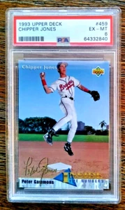 1993 UPPER DECK CHIPPER JONES #459 PSA 6 Hall of Fame Rookie Atlanta Braves - Picture 1 of 2