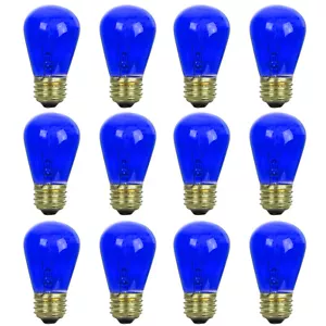 12Pack S14 LED Blue Light Bulb, Blue Transparent Glass Bulb, 11W, E26 Colored - Picture 1 of 2