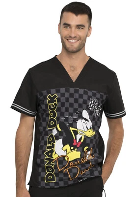 Donald Duck Cherokee Scrubs Tooniforms Disney V Neck Top TF702 MKSD - Image 1 of 4