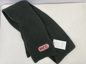 Bufanda Gucci en Lana Verde 15x180 cm. Hecho en Italia (B-6) - Imagen 1 de 8