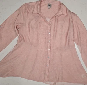 Blusa COMO Vintage Rosa Manga Larga y Manga 1/4 Abotonada 80% Rayón Talla L - Imagen 1 de 16
