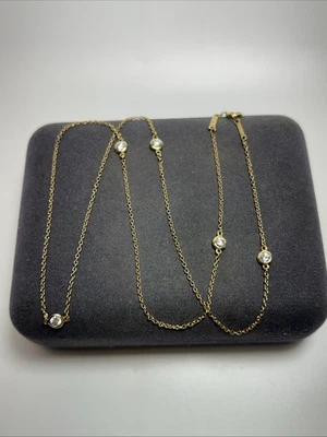 Tiffany & Co Elsa Peretti 18k Yellow Gold By The Yard 5 Station Diamond Necklace - Image 1 of 4