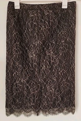 Falda Banana Republic para mujer 6 marrón dorado encaje midi ribete de vieira falda romántica Foto 1 de 4