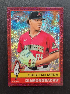 2025 Topps Heritage - Cristian Mena #134 Chrome Burgundy Sparkle Refractor (RC) - Image 1 of 2