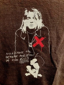 Vintage 2005 Kurt Cobain Assasinate The Greater & Lesser Of Two Evils T-Shirt XL - Picture 1 of 11