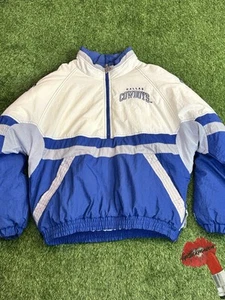 Vintage 90s Starter Jacket Dallas Cowboys Mens XL 1/4 Zip Pullover Football NFL - Picture 1 of 22