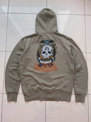 RARA SUDADERA CON CAPUCHA VON DUTCH 13 RACE CALAVERA CREMALLERA Y2K PARA HOMBRE TALLA M Foto 1 de 4