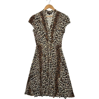 Trashy Diva женское платье 8 коричневый леопард коротким рукавом подходит Расклешенный вырезка рокабилли - Изображение 1 из 4