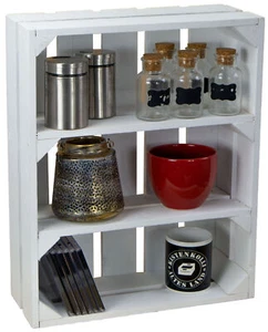 flaches Obstkistenregal "Wilma" weiß Gewürzregal Ablageregal Wandregal - Bild 1 von 8