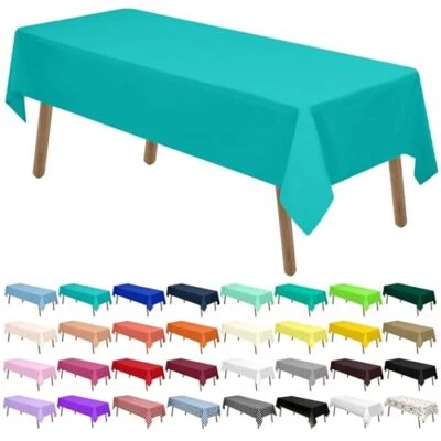Aqua Blue Plastic Tablecloths 2 Pack Disposable Table Covers 54 x 108 A02 Aqua - Image 1 of 4