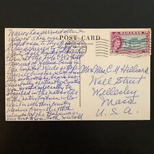 Bahamas Feb 7 1957 QEII Scott 163 Market Warf postcard Nassau to Wellesley MA