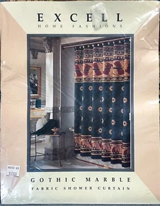 Vtg GOTHIC MARBLE Excell Home Fashions Fabric Shower Curtain New In Pkg 70x72 - Picture 1 of 4