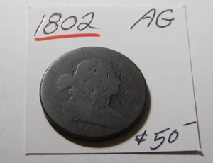 1802 DRAPED BUST LARGE CENT AG NEVER CLEANED !!!!!!!!!! ONLY $25.00 !!!!!!!!!✨✨ - Picture 1 of 9
