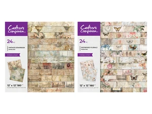 Crafter's Companion 12" x 12" Vintage or Distressed Florals Paper Pads - Picture 1 of 4