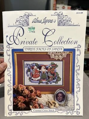 Three Faces of Santa Trio Ribbon Holly Toys Tree Counted Cross Stitch Pattern - Image 1 of 3