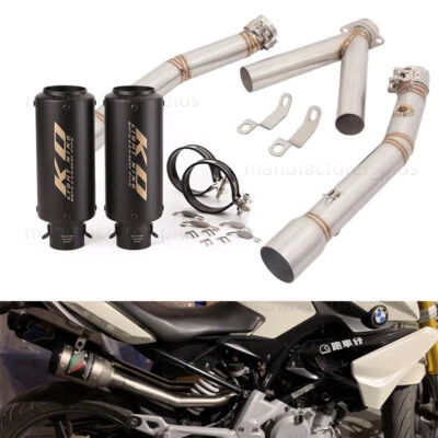 Tubo de escape de doble salida para BMW G310GS G310R 2017-2023 + 2 silenciadores de escape de 51 mm Foto 1 de 4