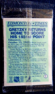 O-Pee-Chee NHL / 7- 11 sealed 3 card pack  1990 91, 2 Gretzky, McIntyre rc - Image 1 of 2