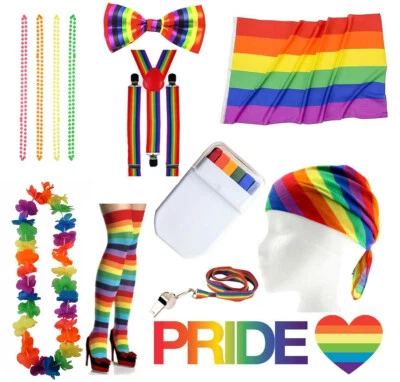 JOKESHOP.COM Gay Pride Kostüm Zubehör Regenbogen Flagge Farbe bunt LGBT Parade Lot