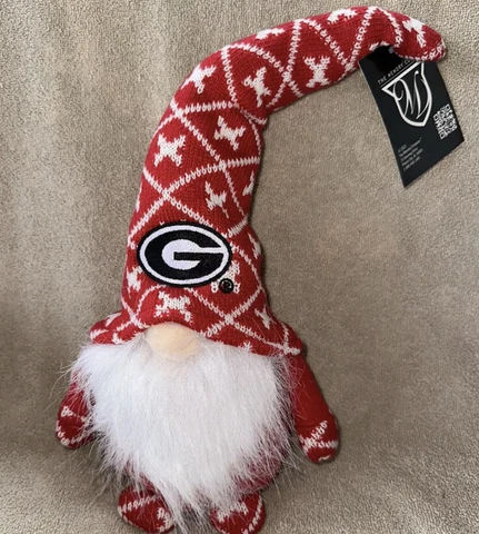 Georgia Bulldogs Plush Gnome Christmas Decoration New 14” Knit MEMORY COMPANY Cover