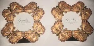 2 Lazuli Vintage Collection 3x3 Frame Butterfly Enamel Metal Crystals Cloisonne - Picture 1 of 5