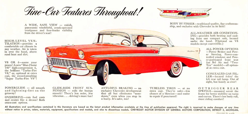 1956 Chevrolet BelAir Showroom wall Illustration 8 x 17 Giclee Print - Image 1 of 1