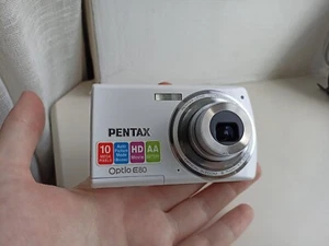 🔥RARE White Pentax Optio E80 10.0MP digital compact camera🔥WORKing Full Set🔥 - Picture 1 of 7