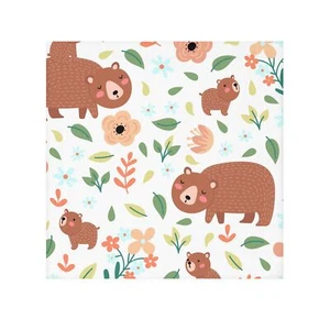 Bear and Flowers Face Towel - Picture 1 of 5
