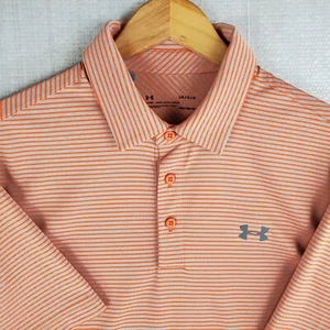 UNDER ARMOUR Size Large Mens Orange/Gray HeatGear Performance Polo Shirt Golf - Picture 1 of 15