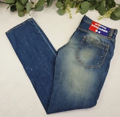 Bagno Dsquared 64 Men's Blue Jeans Made in Italy Size 50 Distressed Straight Leg - Image 1 of 4
