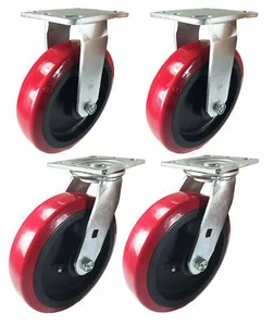 Ein Satz von 4 Rollen Polyurethan auf Kunststoff 4" 5" 6" 8"  - Bild 1 von 25