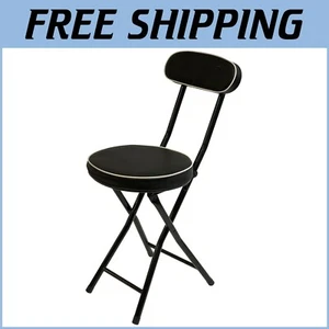 Compact 12-Inch Diameter Folding Stool with Padded Seat – 220lbs Capacity - Picture 1 of 11