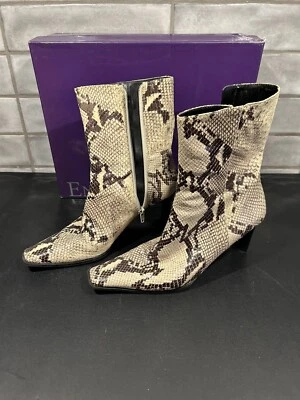 Botines de cuero para mujer Enzo Angiolini talla 7M patrón de piel de serpiente, tacón medio Foto 1 de 4