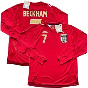 2006/07 England Home Jersey #7 Beckham XL Umbro Long Sleeve Soccer Football NEW