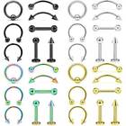 Mixed 8x 16g Stainless Steel Helix Piercing Jewelry Ear Eyebrow Nose Lip Ring