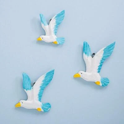 Artesanía creativa de resina 3D gaviota pájaro guardería hogar decoración colgante de pared 3 piezas  Foto 1 de 4
