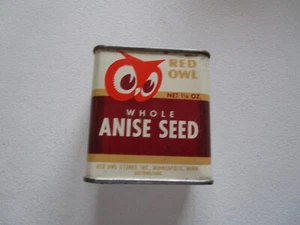 2 1/2” Tall Red Owl Whole Anise Seed Spice Tin 1 1/4 OZ. Minneapolis Minn. - Picture 1 of 8