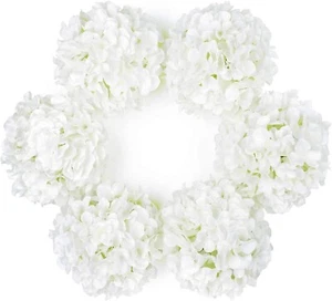 Cabezales de flores de seda artificial más grandes DuHouse con tallo hortensia blanca falsa - Imagen 1 de 5
