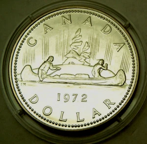 Kanada 1$ 1972 PP Silber Ø36mm Indianer Kanu - Bild 1 von 2