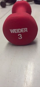 Real Nice WEIDER 3 LB Red Rubber Coated Dumbbell 6" Long x 2 5/8" Wide - Picture 1 of 6
