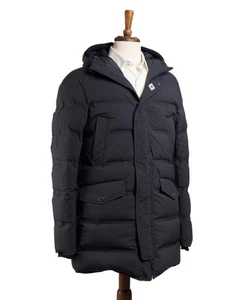 Abrigo Parka con Capucha Kired by Kiton $3,495 Azul Marino Relleno de Plumón 'Reus' (46 IT) XS - Imagen 1 de 9