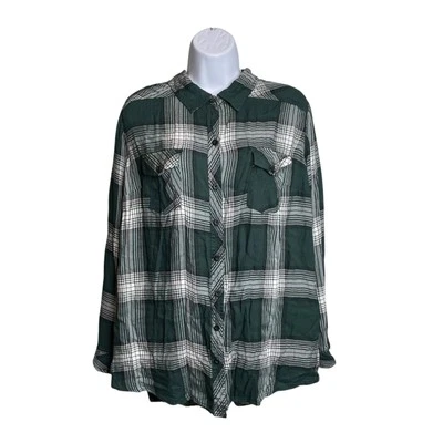Blusa Torrid Para Mujer Verde A Cuadros Abotonada Talla 2X Informal Western Preppy Diurna Foto 1 de 4
