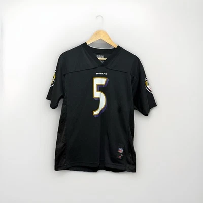 巴尔的摩乌鸦队乔·弗拉科 #5 青少年大号 NFL 球队服装球衣黑色 — 第 1/4 张图片