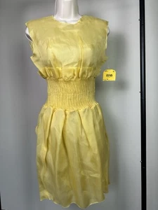 NWT Emporio Armani Yellow Silk Dress | Smocked Waist Feminine Designer Midi Sz 6 - Picture 1 of 9