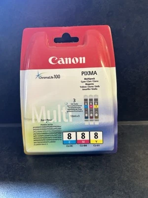 Brand New Canon CLI8 Multi Pack CMY Canon Cli 8 Cyan Magenta & Yellow Cli-8. UK - Image 1 of 2