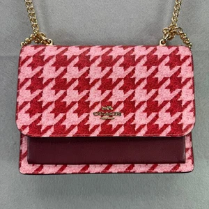 Bandolera Coach Klare estampado pata de gallo rosa/rojo CJ625 - Imagen 1 de 15