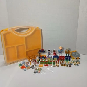 Playmobil Grocery Lot - Crates Baskets Shopping Carts - Carrying Case & Figures - Foto 1 di 10