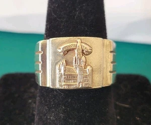 Bague homme vintage argent 0,800 fonte lourde mairie de Bruxelles taille 10 bijou - Photo 1/11