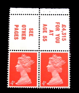 Great Britain Stamps Sc MH7 Booklet Pane 4D Pair 1969 Mint MNH - Picture 1 of 2